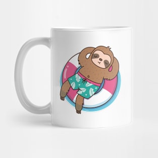 Cute Sloth Chilling On Pool Mug